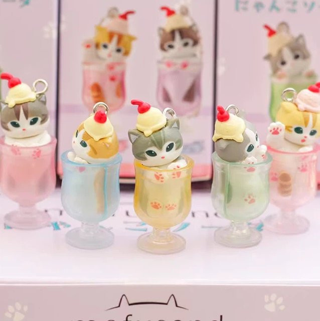 Mufosand Eiscreme-Katzen Blind Box, 5-teiliges Schlüsselanhänger-Set - Bild 1