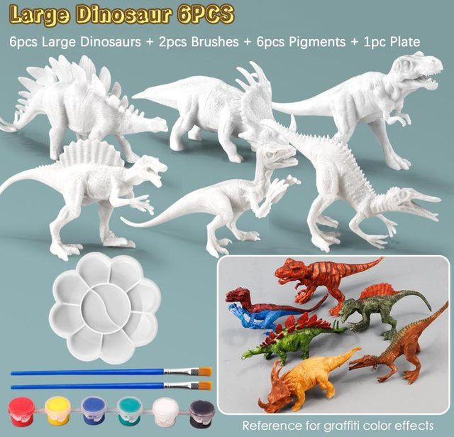 Linyi toy car Dinosaurier Weißer Rohling, DIY Handgemalt, ab 3 Jahre - Bild 1