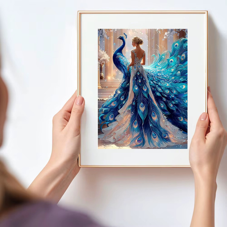 Huacan 5D DIY Diamantmalerei Pfau Prinzessin, Diamant-Mosaik, Tier-Porträt-Set - Bild 3