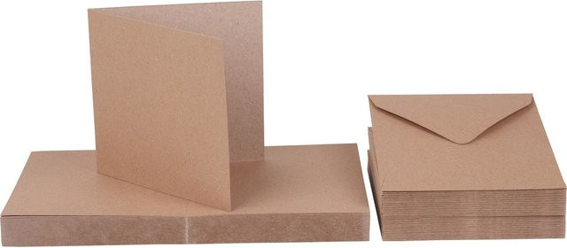 Craft UK Limited Doppelkarten mit Umschlägen aus Kraftpapier in Braun, 50 Stück, B/H: 12,5 x 12,5 cm - Bild 1