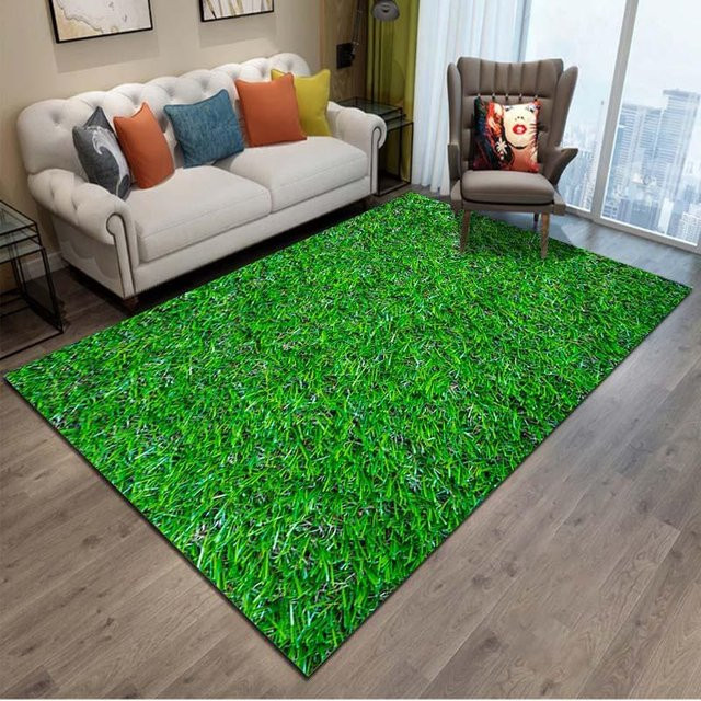 UQIDEHOME Fußballfeld Teppich in Grün für Kinderzimmer und Wohnzimmer, B/T: 150 x 200 cm - Bild 1