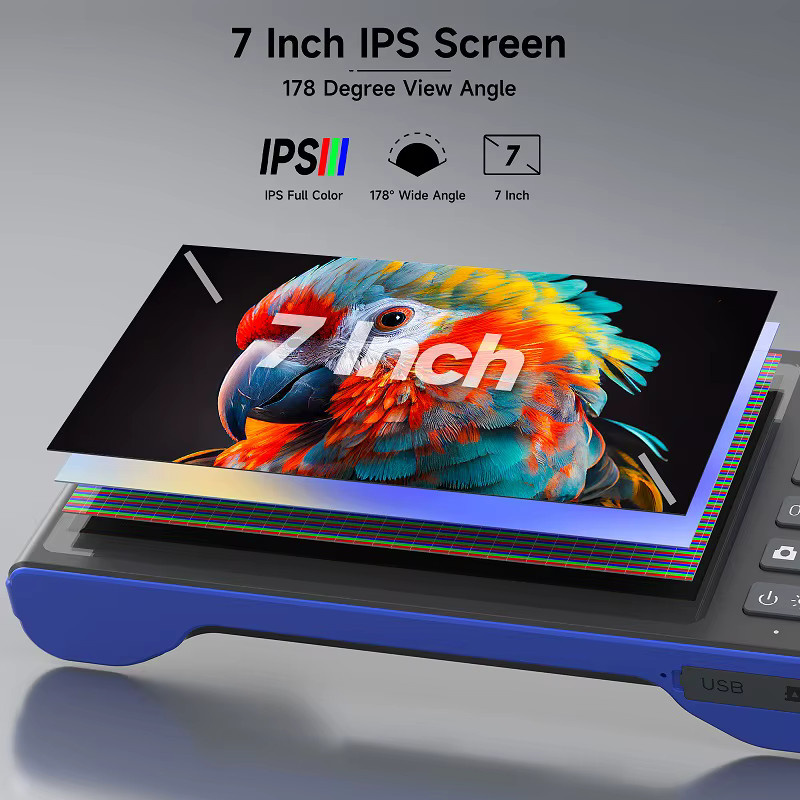 ILIHOME Industrie-Endoskop mit 7 Zoll IPS-Bildschirm, HD1080P Autofokus Kamera, wasserdicht mit LED und USB-Anschluss, Farbe: Blau - Bild 3