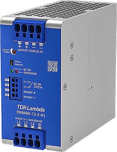 TDK-Lambda Hutschienen-Netzteil DRB480-72-3-A1, 72 V/DC, 20A, 480W, 1 Ausgang, Blau - Bild 1