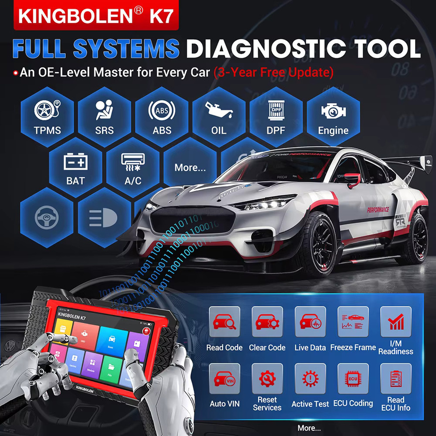 KINGBOLEN K7 OBD2 Scanner in Schwarz: Vollsystem-Diagnosegerät mit 31 Rücksetzfunktionen, ECU-Codierung, bidirektionaler Scan-Funktion und CANFD FCA Unterstützung - Bild 2