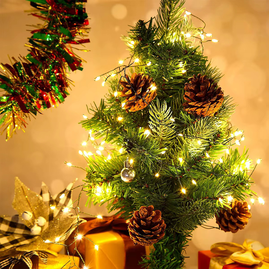 KIKIELF Batteriebetriebene LED-Lichterkette aus Kupferdraht in Warmweiß für Weihnachtsdekoration, Party und Hochzeit - Bild 4