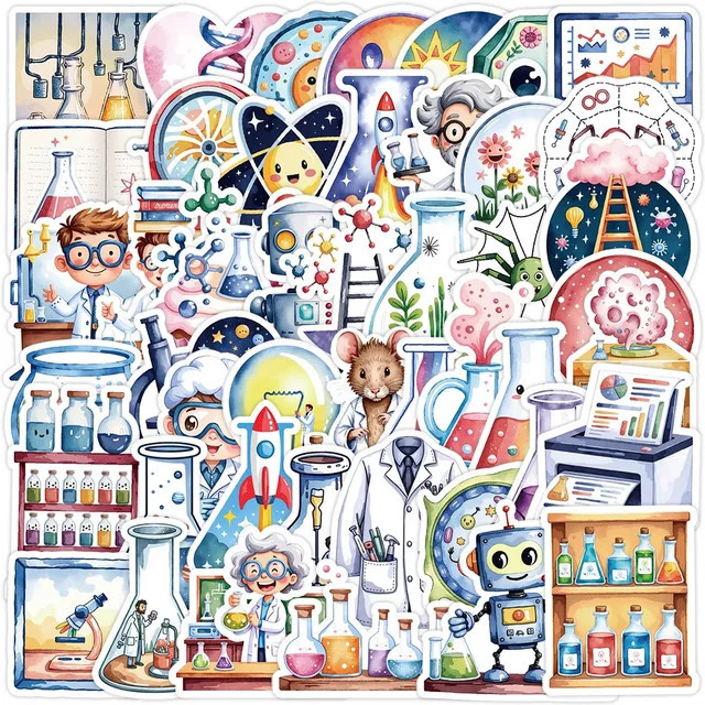 GOGOTU Wissenschaft Labor Cartoon Aufkleber, 50-teiliges Set - Bild 1