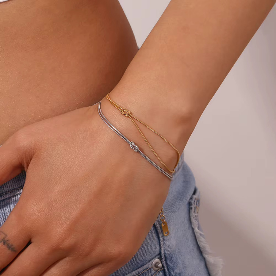 E.B.belle Armband, Doppelschichten, Schlangenkette, Edelstahl, Damen - Bild 3