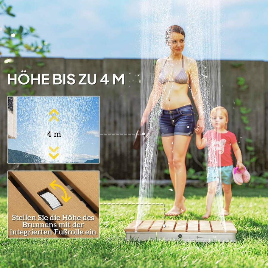 Outsunny Bodendusche in Holzoptik aus Acryl und Aluminium, Farbe: Braun, B/T/H: 70,0 x 55,0 x 7,5 cm - Bild 4
