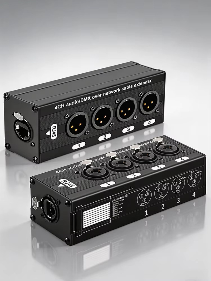 TITAK All-in-One 4-Kanal Audio- und DMX-Extender XLR zu RJ45 über Cat5e/Cat6 in Schwarz - Bild 7