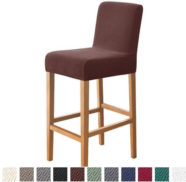 Yiran Furniture Elastischer Barhockerbezug aus Plüsch in Kaffeebraun, B/T/H: 20 x 18 x 2,5 cm - Bild 1