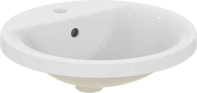 Ideal Standard Einbauwaschtisch Connect aus Keramik in Weiß mit 1 Hahnloch und Überlauf, Durchmesser: 48 cm - Bild 1