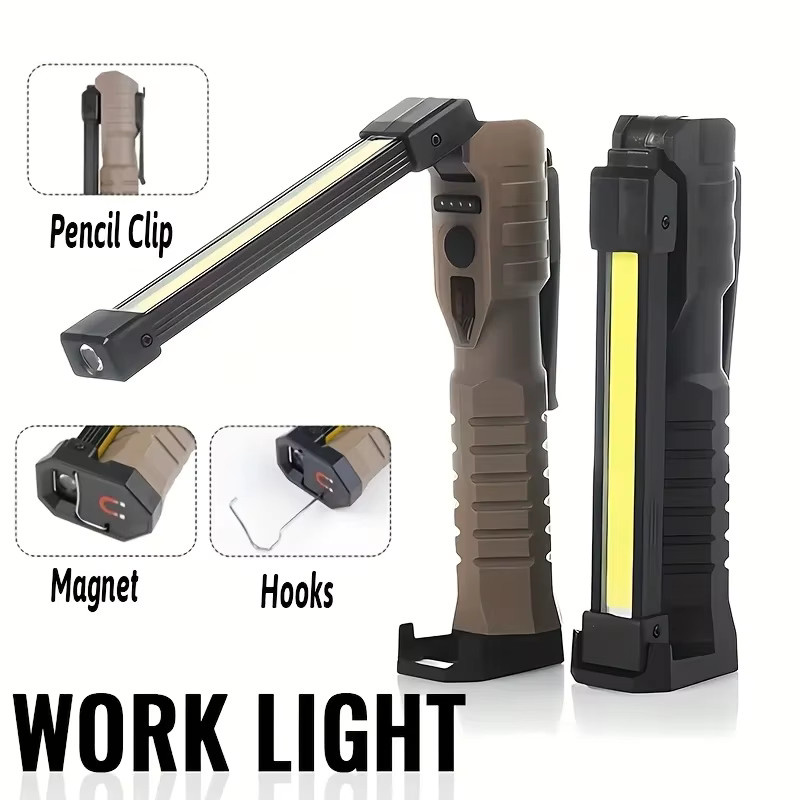 Heinast USB-wiederaufladbare LED-Arbeitsleuchte, 800 Lumen COB-Laterne in Schwarz mit eingebautem Akku - Bild 6