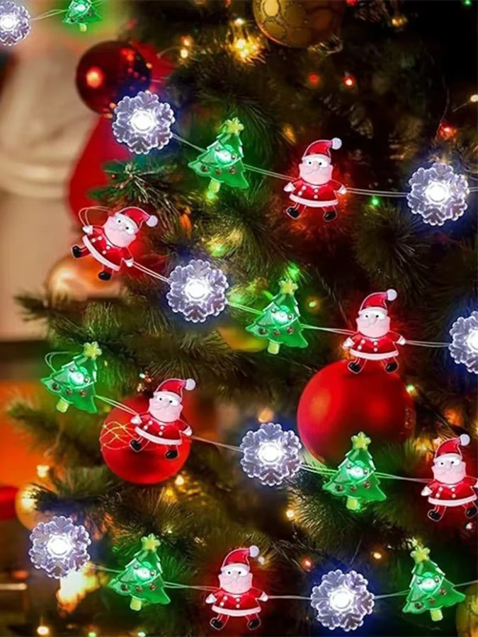 Bunte LED Weihnachts-Lichterkette mit 10 LEDs als Hänge-Dekoration, 1 m Länge, Mehrfarbig - Bild 5