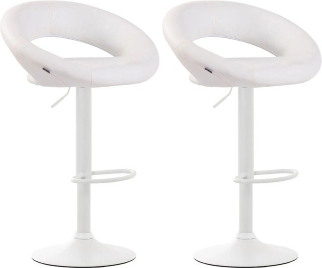 DELUKE 2er Set Barhocker MEKIM aus Kunstleder in Weiß, höhenverstellbar und drehbar mit Lehne, B/T/H: 53 x 47 x 80 cm - Bild 1