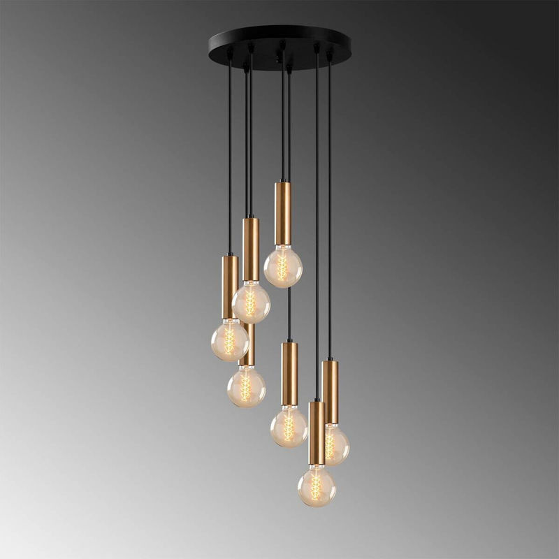 Opviq Pendelleuchte Tempo in Bronze aus Metall mit 7 E27 Fassungen, Höhe: 136 cm, Breite: 40 cm, Tiefe: 40 cm - Bild 3