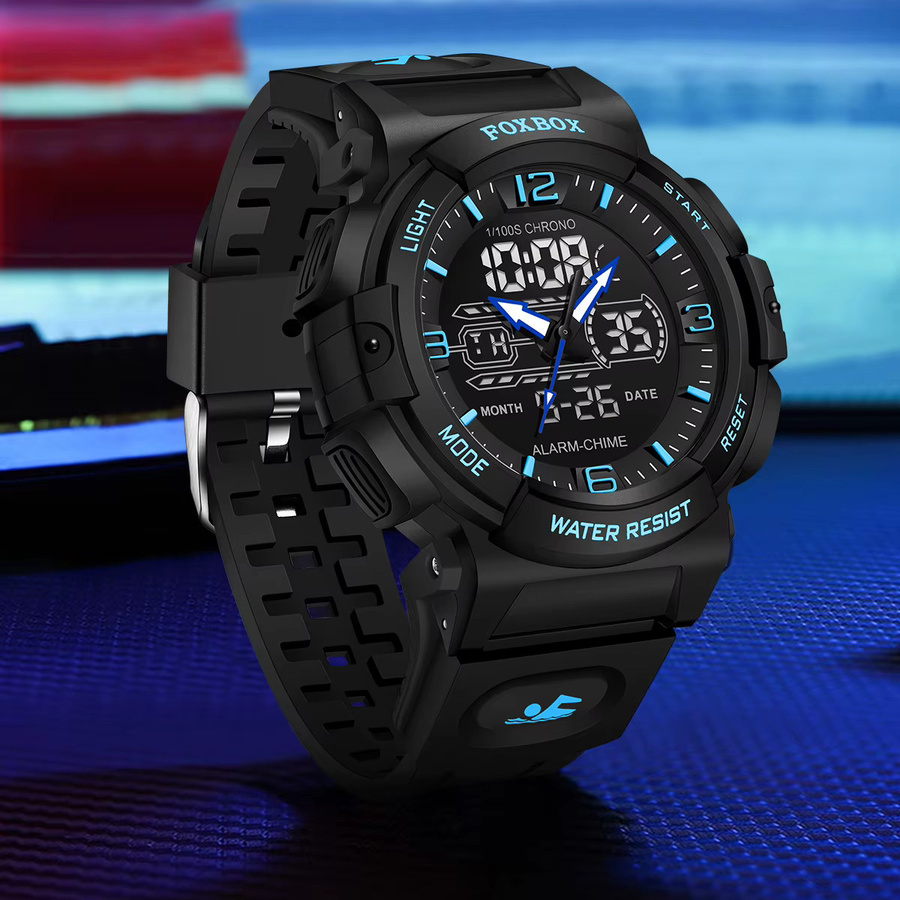 FOXBOX Armbanduhr, Quarz, Digitaluhr, Schwarz, Herren - Bild 2