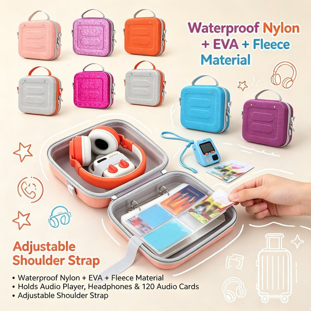 ATUOTIN All-in-One-Organizer-Tasche für Yoto Mini in Blau mit Hartschale, verstellbarem Riemen und Platz für Player, Kopfhörer sowie 120 Audiokarten - Bild 1