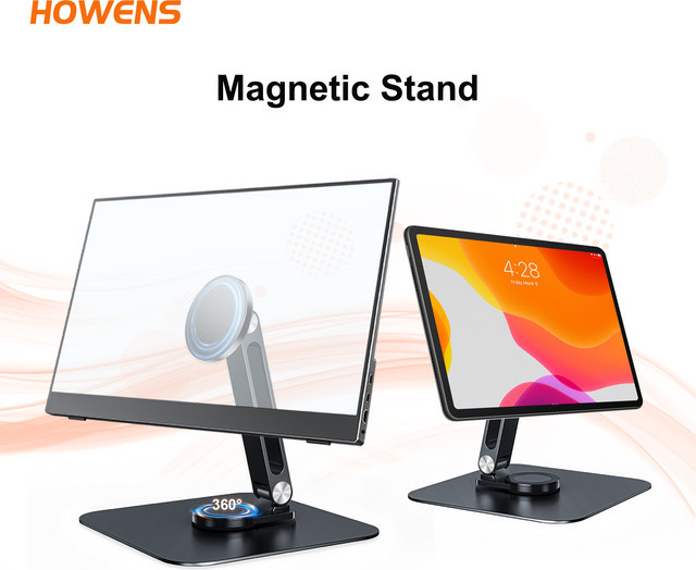 HOWENS Magnetischer 360 Grad Monitorarm aus Aluminiumlegierung in Schwarz für Telefon und Tablet mit 3 kg Tragfähigkeit - Bild 1