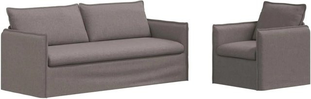 vidaXL Sofa 2-teilig Taupe Modern mit Stoffbezug und Metallrahmen B/T/H: 196 x 82 x 85 cm und 75 x 82 x 85 cm - Bild 1