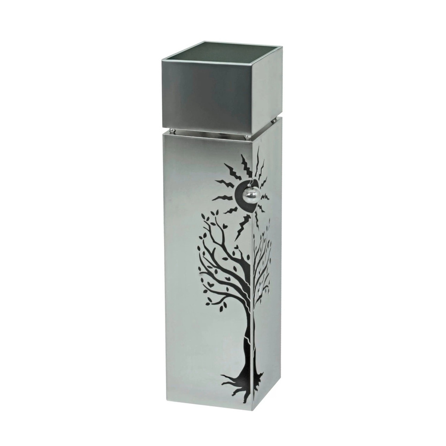 DELUKE Pflanzsäule LINZ aus Edelstahl in Silber mit Baummotiv für Innen- und Außenbereich, Höhe: 102 cm, Breite: 25 cm, Tiefe: 25 cm - Bild 2