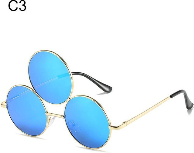Baiyukeji Sonnenbrille, Vollrand, Rund, Metall, Blau, Damen - Bild 1