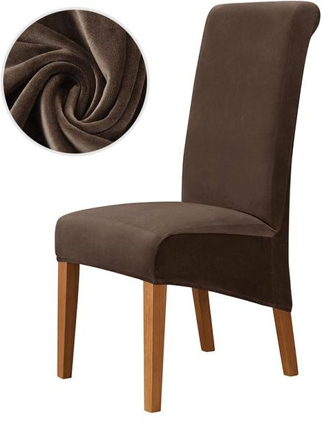 Yiran Furniture Esszimmerstuhlbezug aus Samtstoff mit Stretch-Material für Stühle mit langer Rückenlehne, XL-Größe, Waschbar - Bild 1