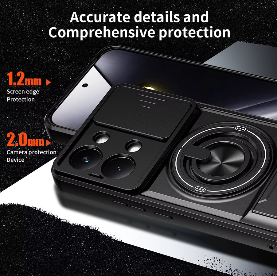 Xiaomi Poco X8 Pro Max Schutzhülle mit magnetischem Ständer und Schiebe-Kameraschutz in Schwarz - Bild 2