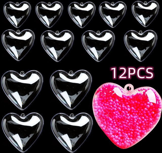 12 Stück transparente leere Liebesboxen aus Kunststoff für Geschenke zu Anlässen wie Valentinstag, Hochzeit oder Geburtstag - Bild 1