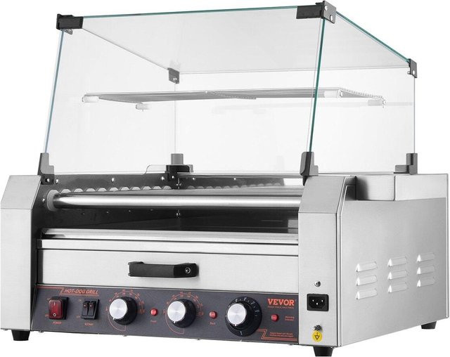 Vevor Elektrischer Hot Dog Grill mit 11 Rollen für 30 Hot Dogs, 2400W, Silber - Bild 1