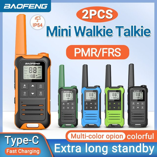 Baofeng F22 Mini Walkie Talkie Set, 2 Stück, wasserdicht, mit USB-C Ladegerät, PMR 446 FRS Funkgeräte für Camping - Bild 1