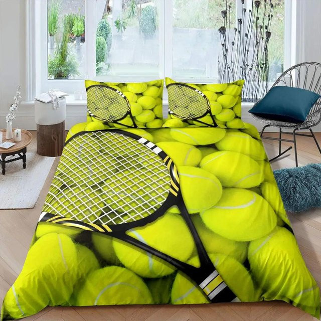 JMG Household Supplies Bettwäsche-Set Tennisball-Design mit Bettbezug und Kissenbezug, Gelb, B/H: 135 x 200 cm - Bild 1