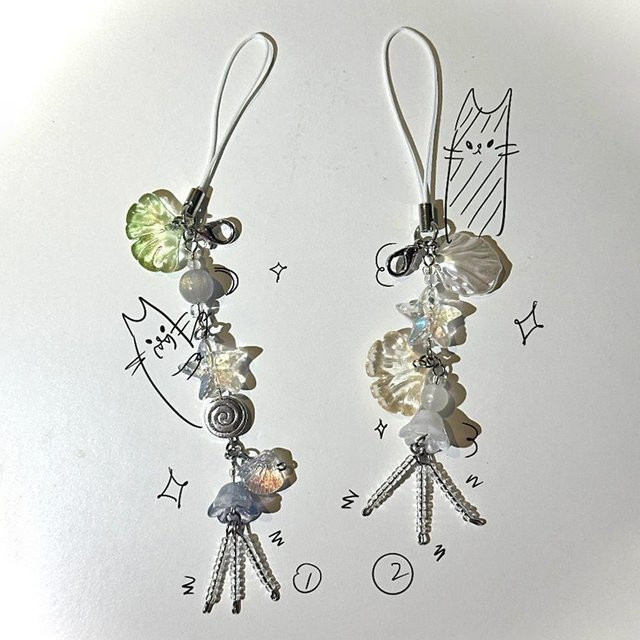 KOQZM Telefon Charm Strap, Muschel, Fisch, Anhänger, Damen - Bild 1