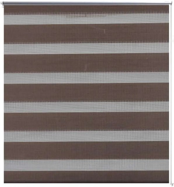 vidaXL Doppelrollo Duo Day & Night gestreift aus Polyester, Braun, B: 120 cm, H: 175 cm - Bild 1