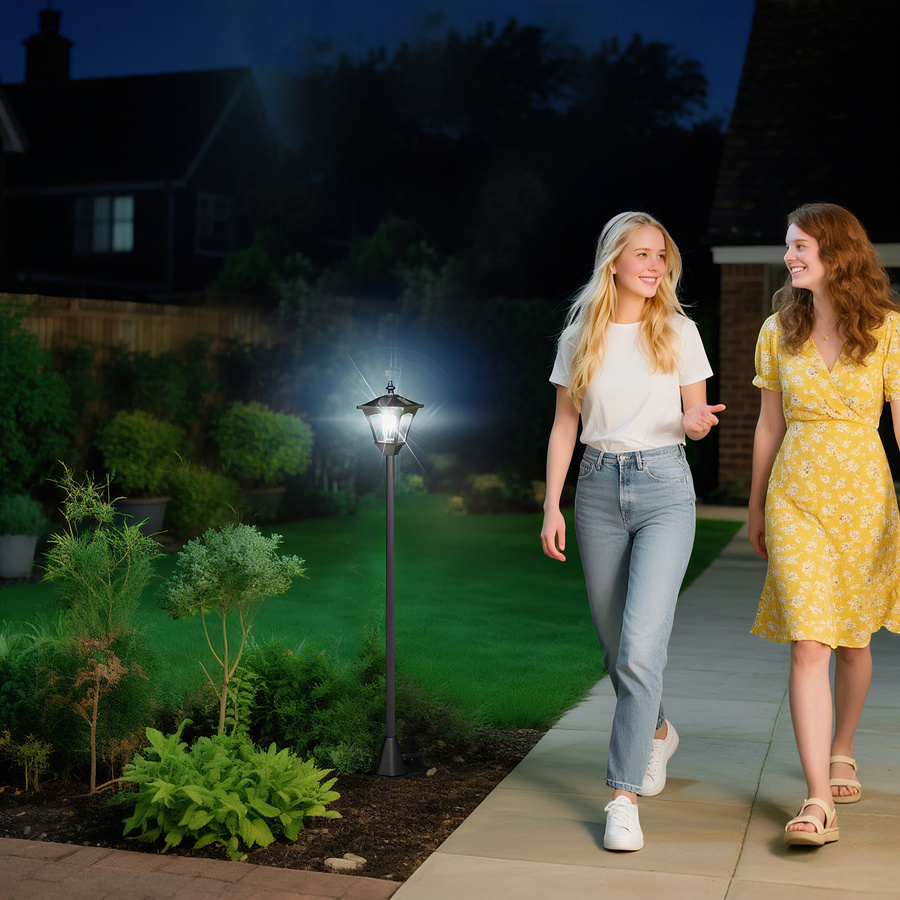 Outsunny Solar Gartenlaterne im Retro-Design mit LED, Schwarz, B/T/H: 15 x 15 x 120 cm - Bild 2