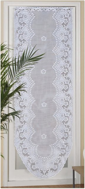 Bestlivings Türpaneel Mona mit Blumenmuster und Stickerei, Weiß, Höhe: 180 cm, Breite: 60 cm, inklusive Vitragestange - Bild 1