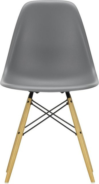 Vitra DSW Eames Plastic Side Chair in Grau mit Kunststoffschale und Holzbeinen - Bild 1