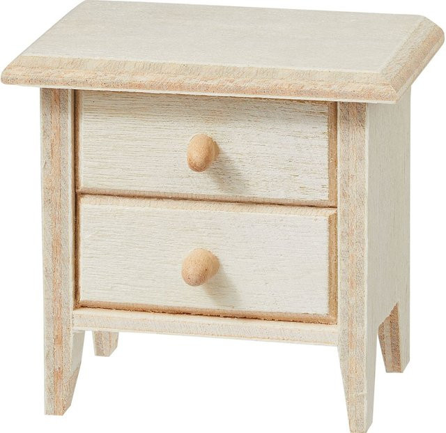 HobbyFun Miniatur Nachtschrank aus Holz in Beige - Bild 1