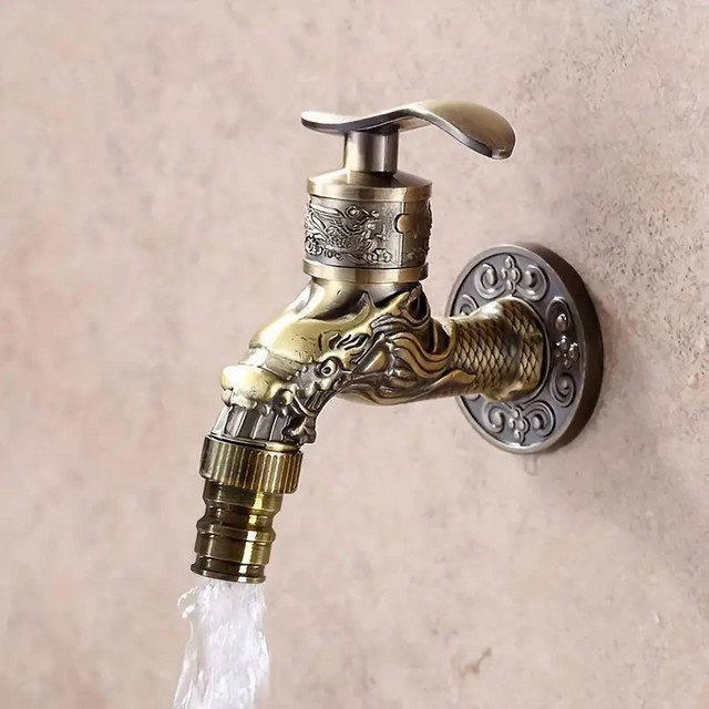 Antiker Waschmaschinen-Wasserhahn von ctzszzmm in gebürstetem Messing, Wandmontage, Retro-Kaltwasserhahn aus Zinklegierung - Bild 1