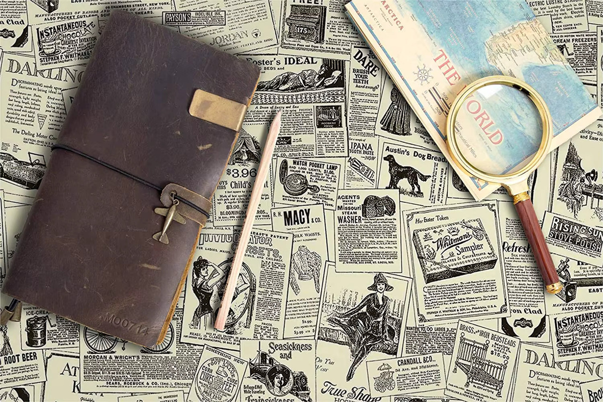 Meihodan Vintage Zeitungs-Tapete in Multicolour, selbstklebendes und abnehmbares Wandpapier im rustikalen Stil - Bild 4