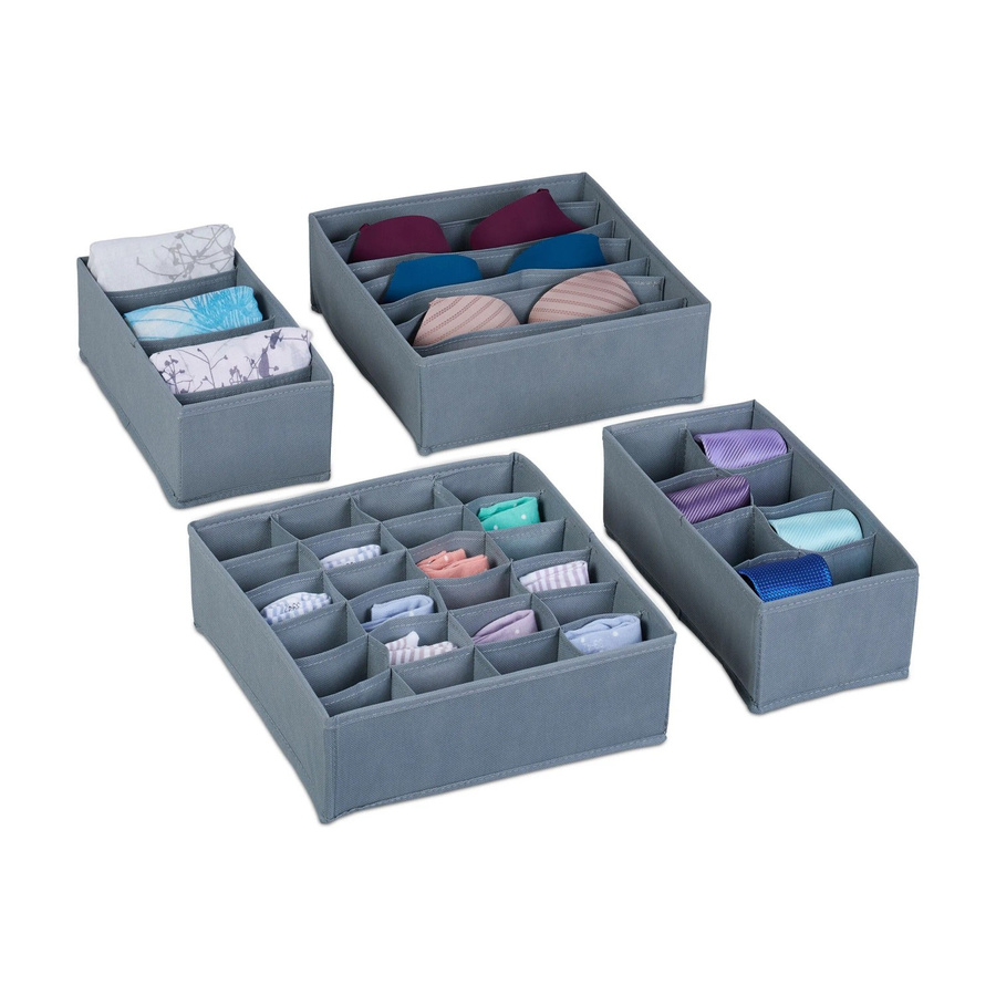 Relaxdays Schubladen Organizer Set aus Kunststoff Pappe in Grau, faltbar, B/T/H: 31 x 31 x 11 cm - Bild 2