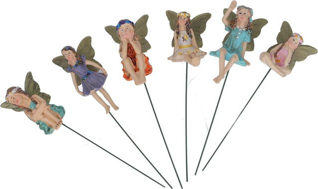 6er Set GoolRC Feenfiguren aus Harz in Multicolor für Miniatur Garten und Mikrolandschaft - Bild 1