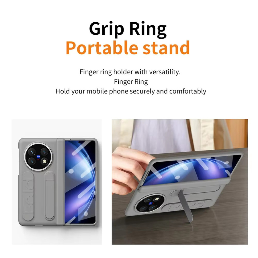 Vivo X Fold 5 Schutzhülle mit Armbandhalterung und vorderem Schutzfilm aus PC-Hartschale in Grau oder Weiß - Bild 4