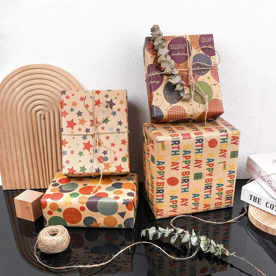 Geburtstags-Geschenkpapier Rolle aus Kraftpapier, Mehrfarbig, Breite: 43,18 cm, Länge: 10 m - Bild 5