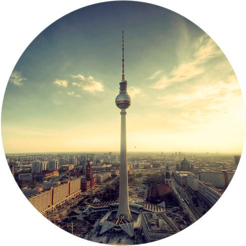 K&L Wall Art Runde Vliestapete Berliner Fernsehturm, mehrfarbig, matt - Bild 1