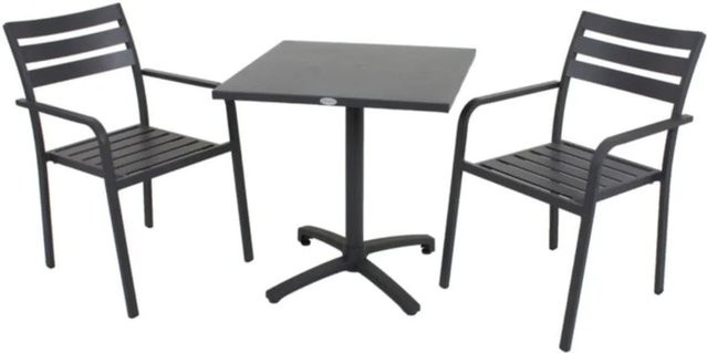 DELUKE Garten-Sitzgruppe WANDA 3-teiliges Gartenmöbel-Set aus Aluminium in Schwarz - Bild 1