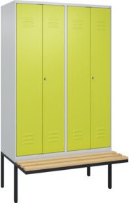 C+P Möbelsysteme Spind Classic PLUS Schwarz-Weiß mit 4 Abteilen und Sitzbank aus Buche-Hartholz, B/T/H: 212 x 120 x 81,5 cm - Bild 1