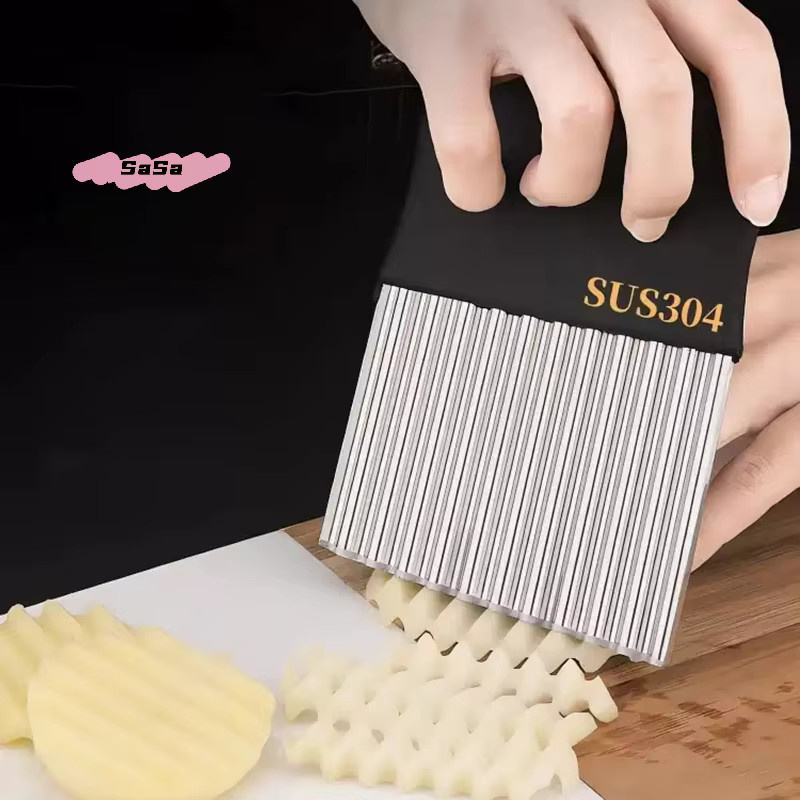 YOWEI Mandoline Kartoffelchip-Schneider aus Edelstahl in Silber für Gemüse, Obst und Teig mit Wellenschneider - Bild 5