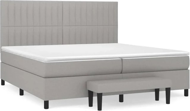 vidaXL Boxspringbett mit Matratze Hybrid-Design in Hellgrau, B/T/H: 200 x 200 x 128 cm - Bild 1
