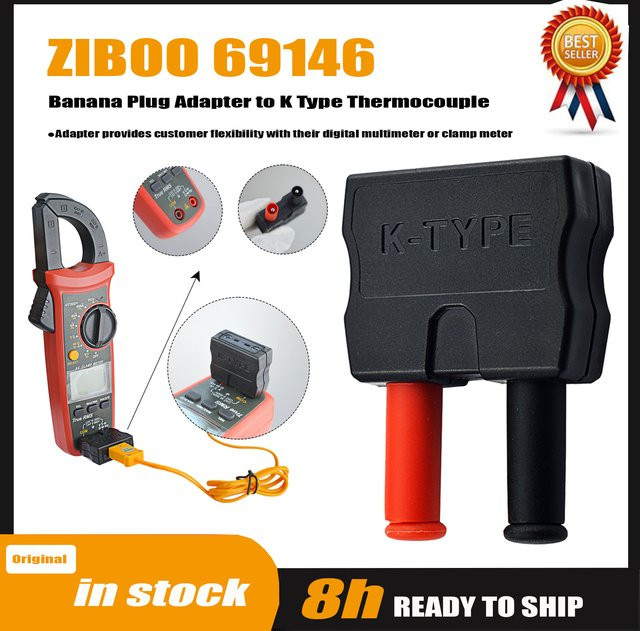 ZIBOO 69146 Bananenstecker-Adapter auf Thermoelement Typ K für digitale Klemmen und Multimeter - Bild 1