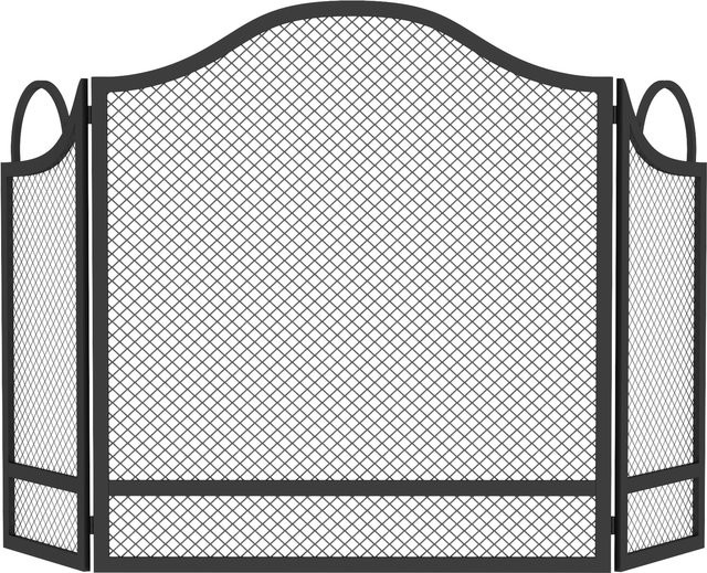 HOMCOM 3-teiliges klappbares Funkenschutzgitter für Kamin aus Metall in Schwarz, Breite: 122 cm, Höhe: 74 cm - Bild 1
